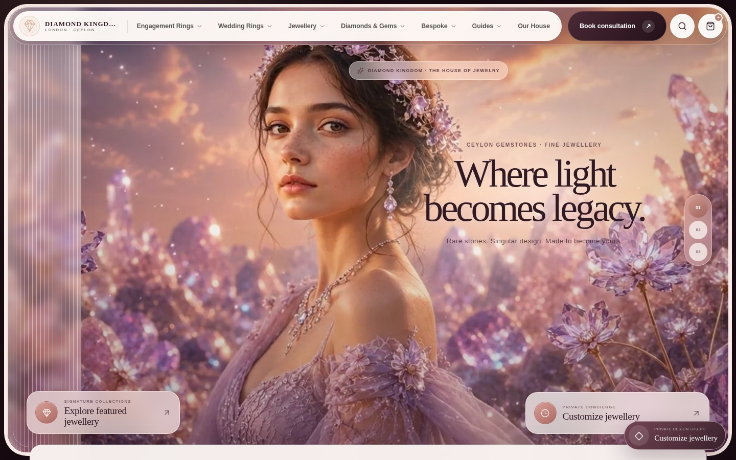 Diamond Kingdom live digital project screenshot shown as a portfolio example